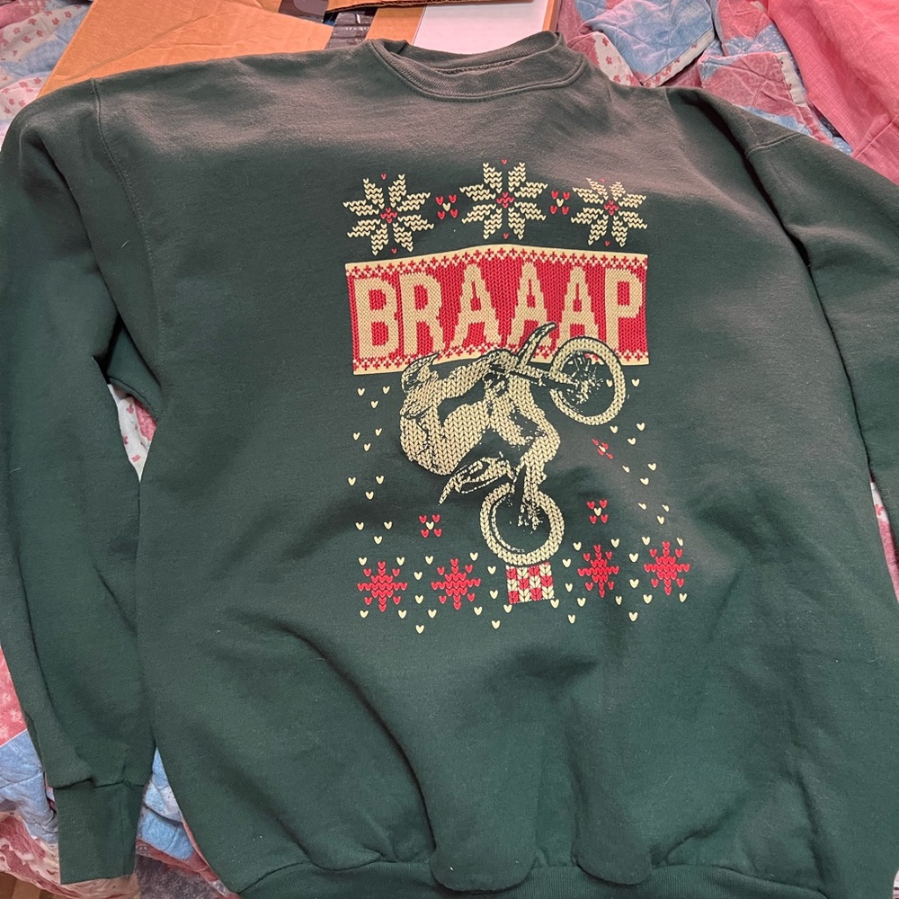 Motorcycle Rider Ugly Christmas Sweater Fun Braap Sweatshirt